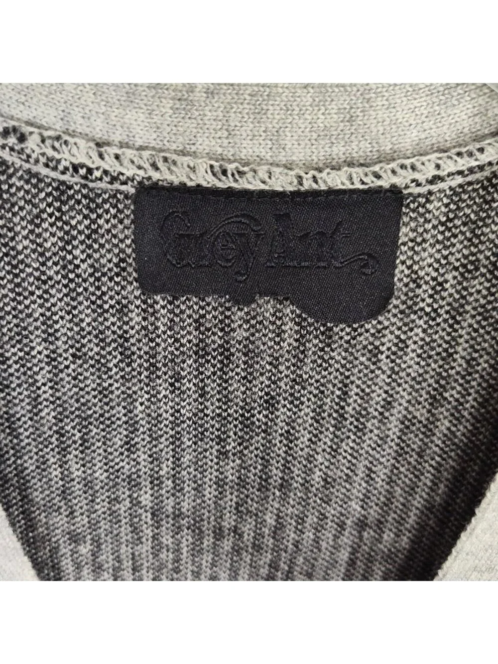 Vintage Grey Ant Grey Black Striped Wool Grandpa Sweater Men Size S Cozy FLAW